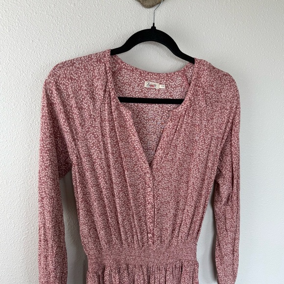 Faherty Montara Leaf Batik Long Sleeve Dress Pink Floral Casual Boho Women Small - Picture 5 of 16